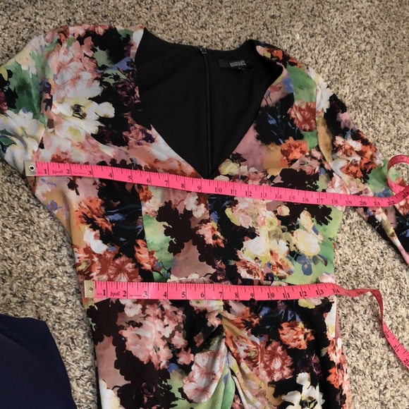 Badgley Mischka Gown Size 8 Black Floral Ruffle Formal Maxi Dress - Picture 10 of 13